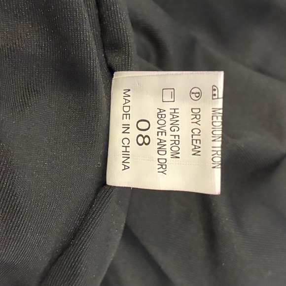 Black Bodycon Ruched Mini Dress Sz S Long Sleeve Deep V-Neck Stretch Cocktail - Picture 5 of 8